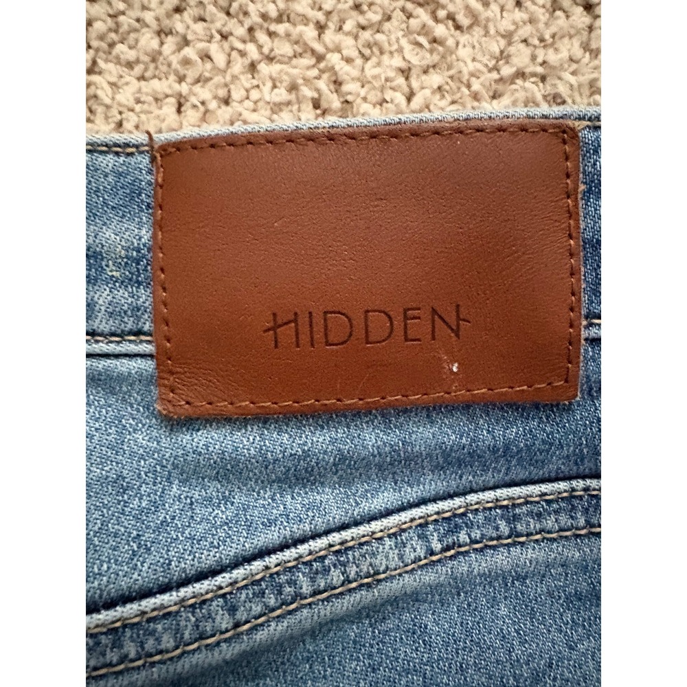 Hidden Los Angeles High Rise Flare Jeans Side Slit Raw Hem HD3148-MD Blue 28 - Picture 5 of 10